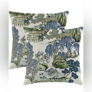 Scenic Blue and Green Throw Pillowcases